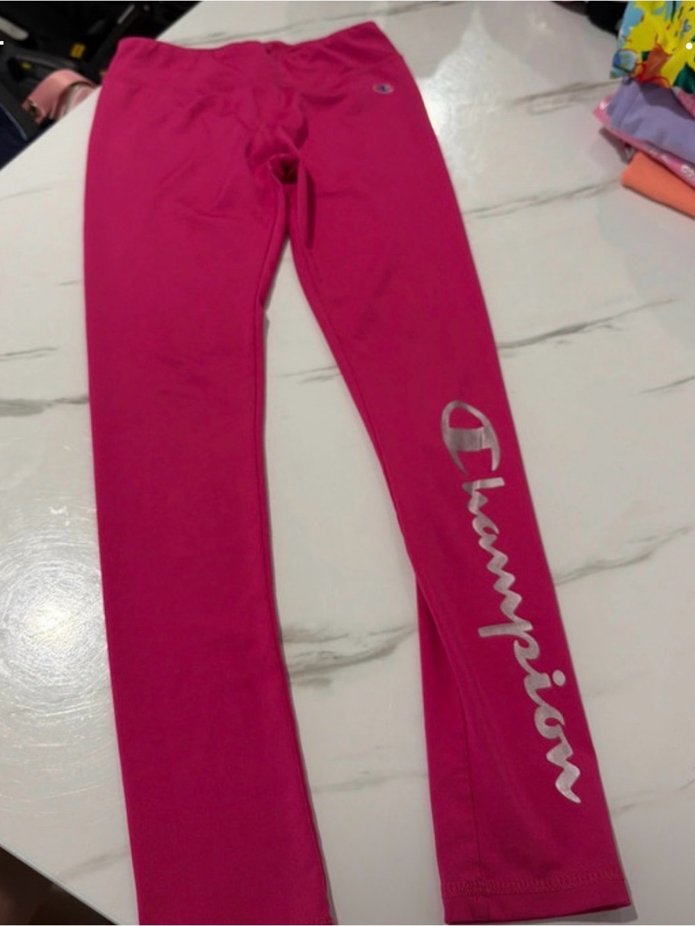 Champion Girls' Bright Pink Leggings with Silver Logo